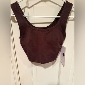 NWT lululemon Ribbed Wunder Train Scoop Neck Cropped Tank Size 2 Espresso Brown